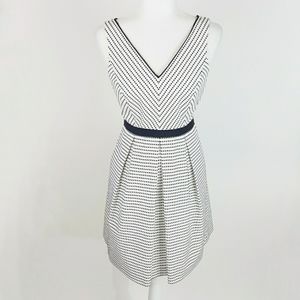 WHBM Textured Dot Fit Flare Dress 2 Black White